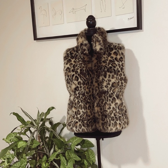 Marco Baxis Faux 🐯Leopard Fur/ Fleece Vest - Picture 1 of 8